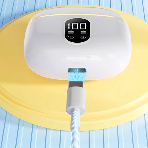 Smart Bluetooth in-ear headphones feature long-lasting noise cancellation.