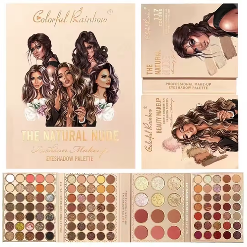 New 117-color eyeshadow palette with pearlescent, matte, glitter, and shimmer finishes – an all-in-one makeup palette.