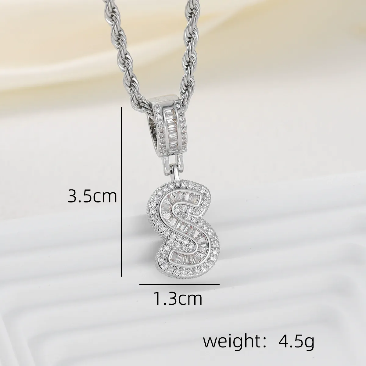 Trendy, unique, hip-hop style, rock candy copper pendant necklace with zircon and English lettering – a niche design.