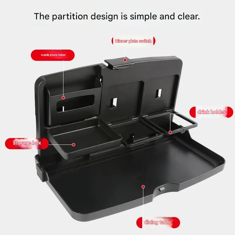 Foldable rear seat table for cars, dining table holder, multi-functional in-car office tray