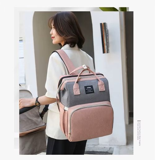 Multifunctional fashionable folding bed for mommy, simple and portable outdoor thermal insulation milk bottle storage bag, large capacity mother and baby bag