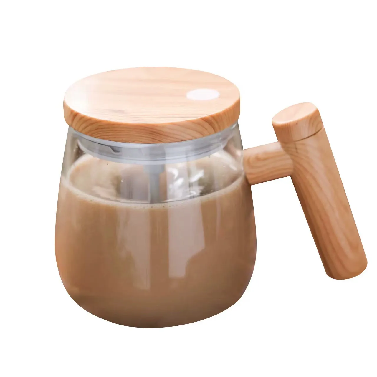 Automatic Electric Stirring Glass Mug - Ins Style Self-Mixing Cup for Coffee Powder Honey, Quiet Rechargeable Travel Tumbler with Whisk for Drinks & Medicine