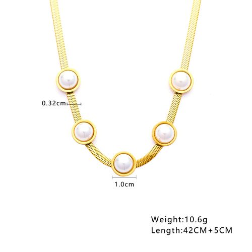 French Vintage Necklace for Women - Elegant Gold Chain with Pearl Pendant | Hypoallergenic Stainless Steel | Minimalist Layering Jewelry Gift for Valentine's Day