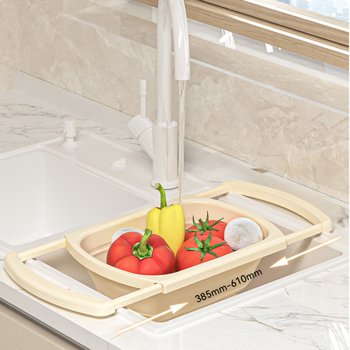 Large Capacity Quick Draining Manual Operation Foldable Expandable Kitchen Accessory Food-Grade Plastic Drain Basket