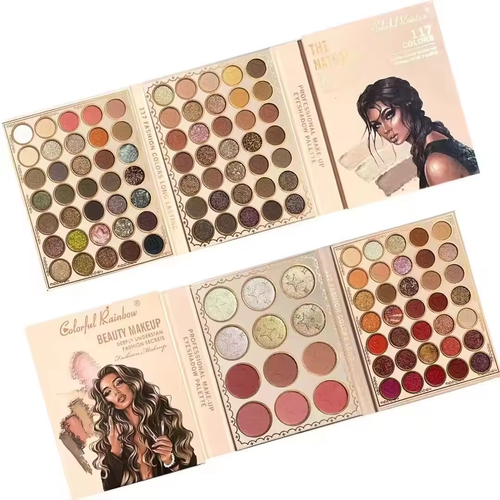 New 117-color eyeshadow palette with pearlescent, matte, glitter, and shimmer finishes – an all-in-one makeup palette.