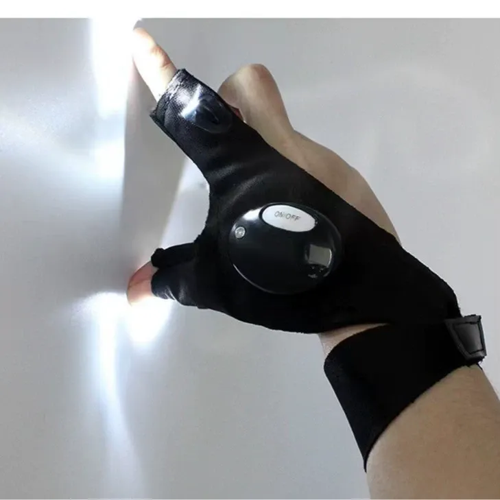 LED flashlight luminous fishing gloves emergency repair night fishing lighting gloves finger light gloves
