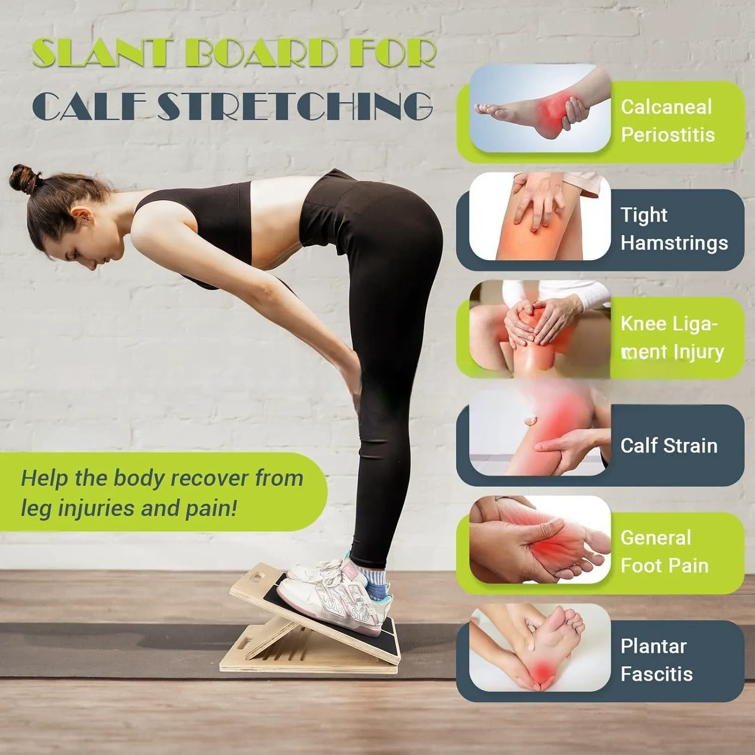 Wooden fitness board multi-position adjustable stretching board exercise standing stretching bench calf tilt board