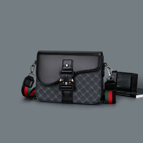 New unisex crossbody bag, saddle bag style with leather flap closure.