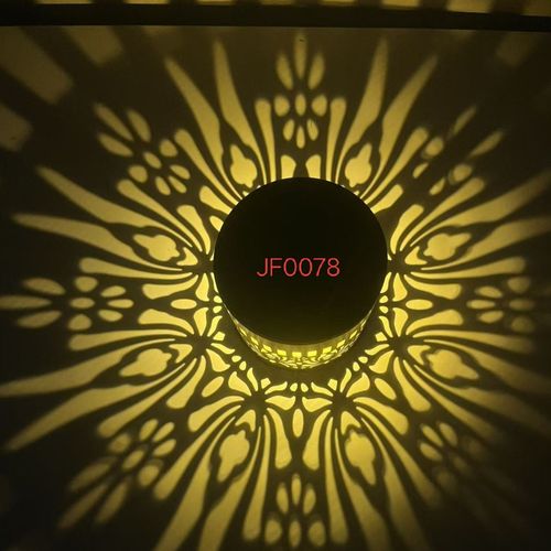 Solar-powered outdoor wall lamp, projector lamp, cylindrical mandala warm light exterior wall lamp