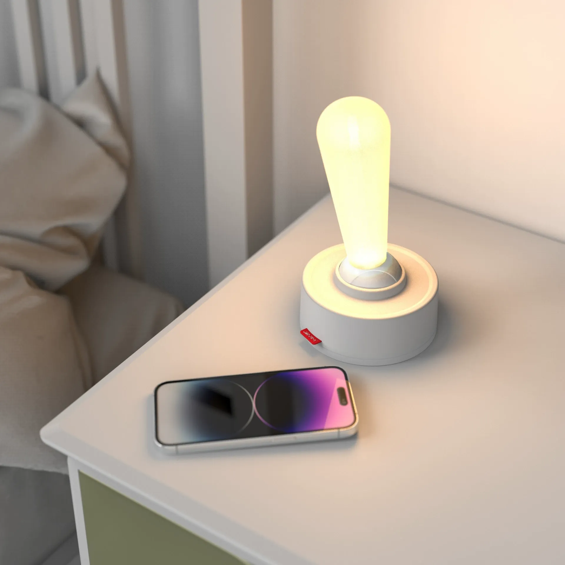 Creative USB rechargeable silicone toggle night light rocker switch, a tech-inspired home bedside bedroom ambient light gift.