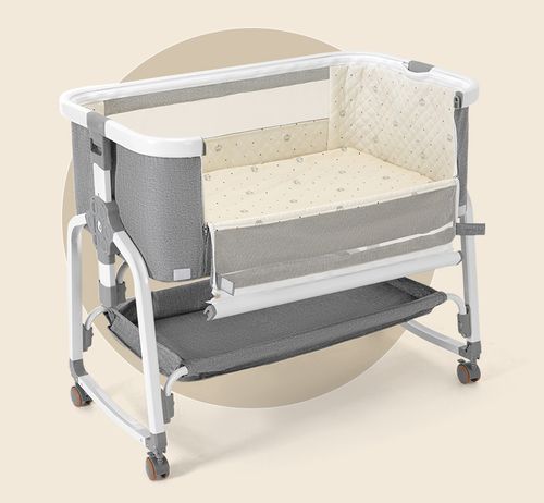 Baby bed splicing bed multifunctional baby bed foldable movable height adjustable cradle bed newborn portable
