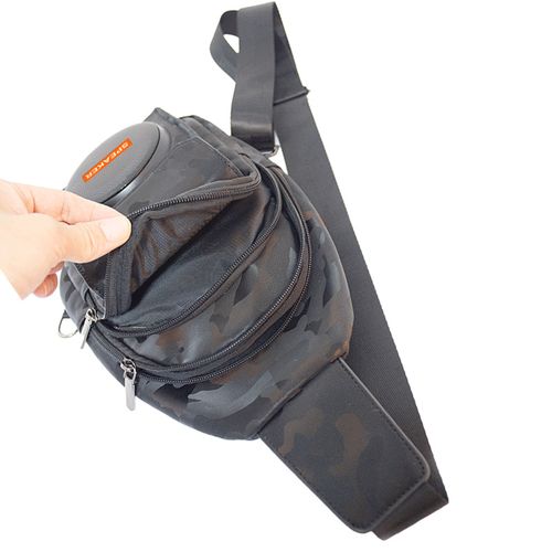 Outdoor leisure speaker chest bag with built-in speaker and amplifier, a crossbody backpack.