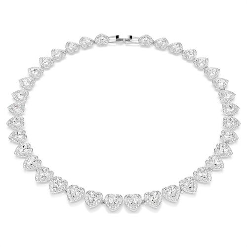 Popular full-diamond heart-shaped necklace for women, fashionable and luxurious heart-shaped clavicle chain.