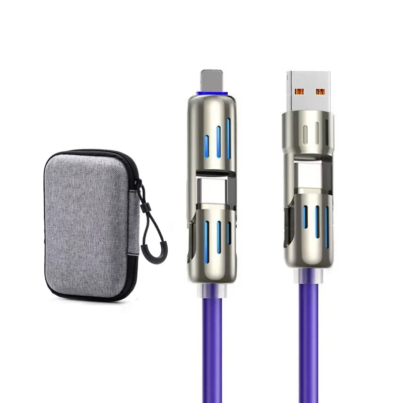 Multifunctional 4-in-1 fast charging PD cable USB mobile phone data cable Type-C charging cable liquid silicone super fast charging