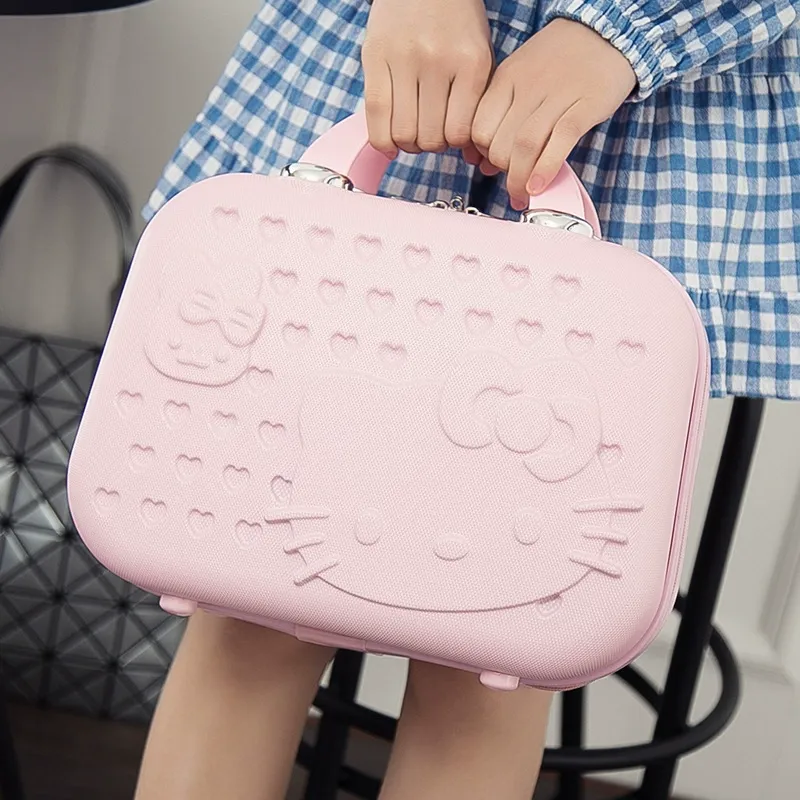 Cute cartoon cat cosmetic box 14 inch cartoon suitcase small suitcase travel hand luggage