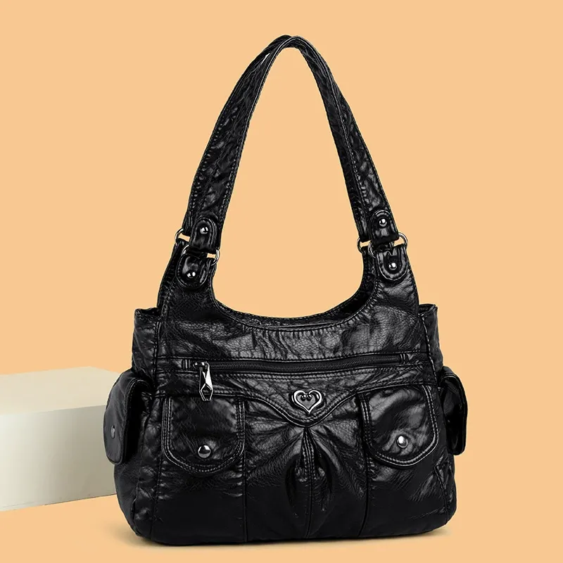 Women's retro shoulder bag European and American stitching large capacity PU women's bag messenger bag new 2025 handbag