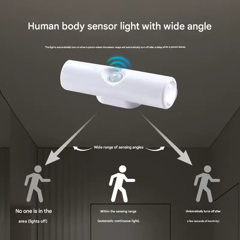 New Smart Human Body Induction Light Self-Adhesive Magnetic Wall Lamp Rechargeable Night Light Hill Double Cat Eye Ambient Light
