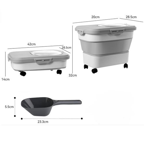 New foldable pet grain storage barrel sealed barrel wheel type moisture-proof rice barrel large capacity storage box