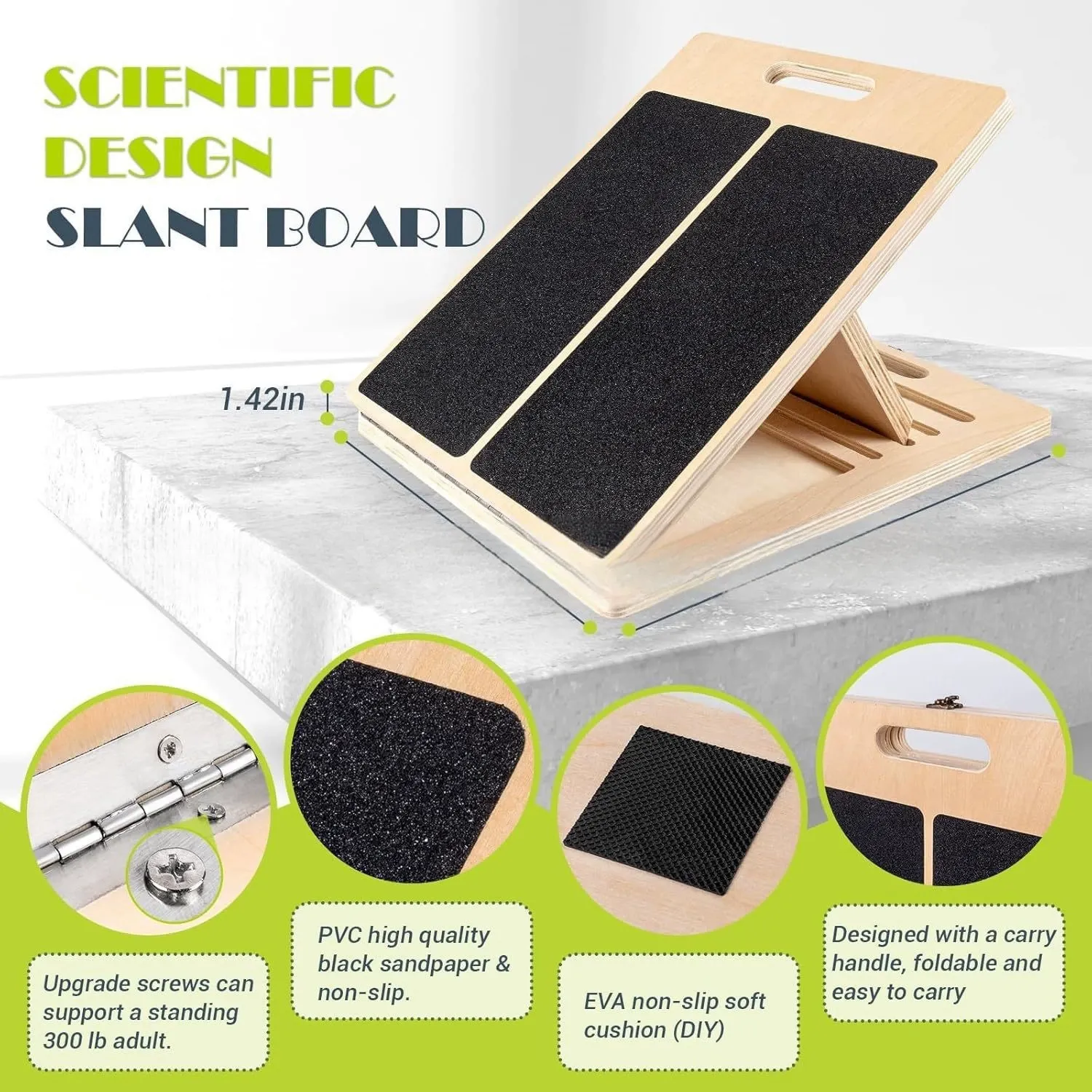 Wooden fitness board multi-position adjustable stretching board exercise standing stretching bench calf tilt board