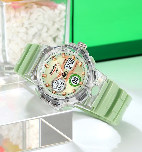 Electronic watch, multi-functional, dual display, sports-grade, waterproof, timekeeping.