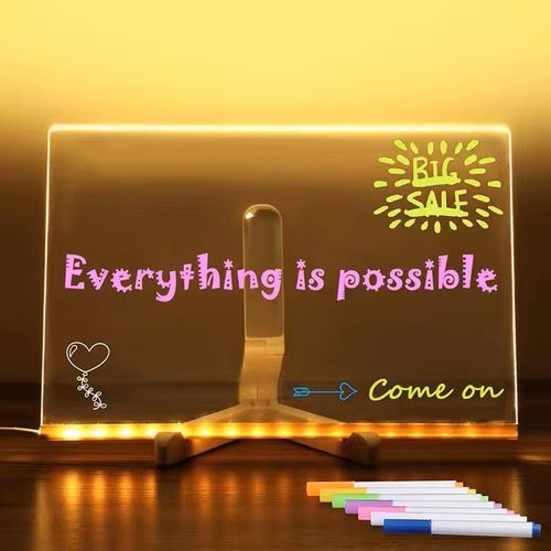 Popular DIY children's light-up drawing board, erasable, transparent acrylic fluorescent board, educational painting toy