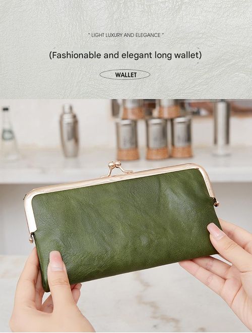 Retro-Style Multifunctional Folding Clasp Wallet — Long, Portable, and Versatile Coin Purse with Multiple Card Slots and Phone Compartment for Women