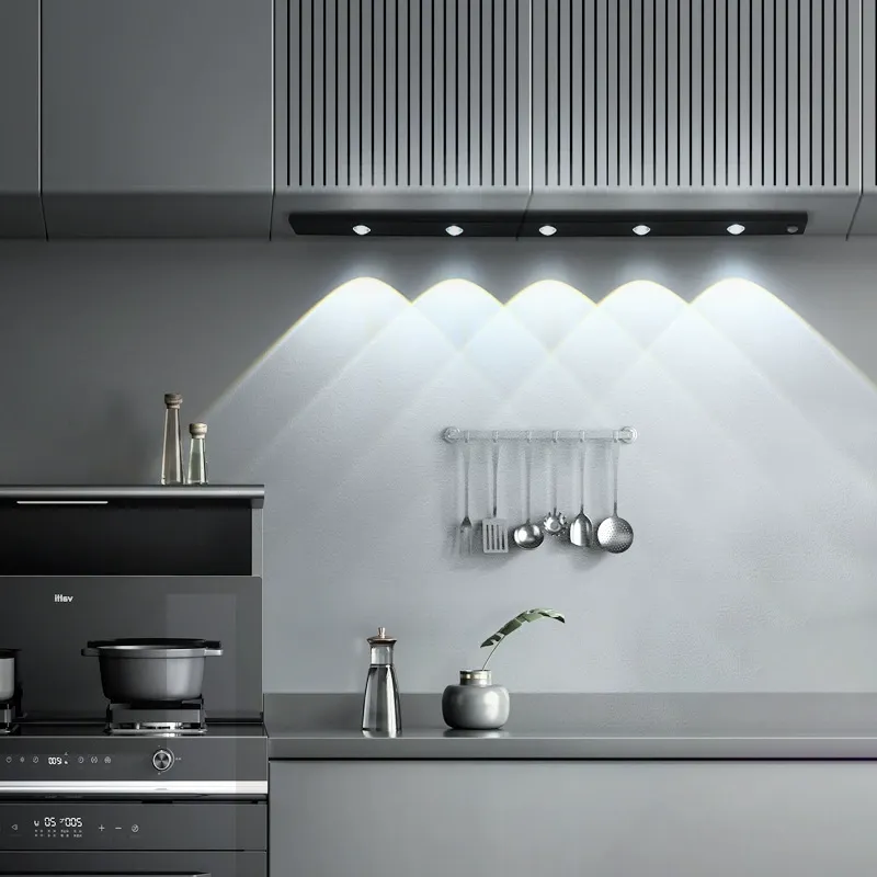 Ultra-thin smart LED human body induction light rechargeable self-adhesive hill cat eye light strip wine cabinet cabinet wardrobe light strip