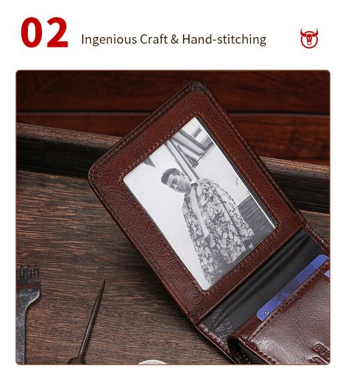 Gift box packaging included. Genuine leather men's multi-functional short zipper wallet with a high-end retro feel, perfect for driver's licenses and business cards.