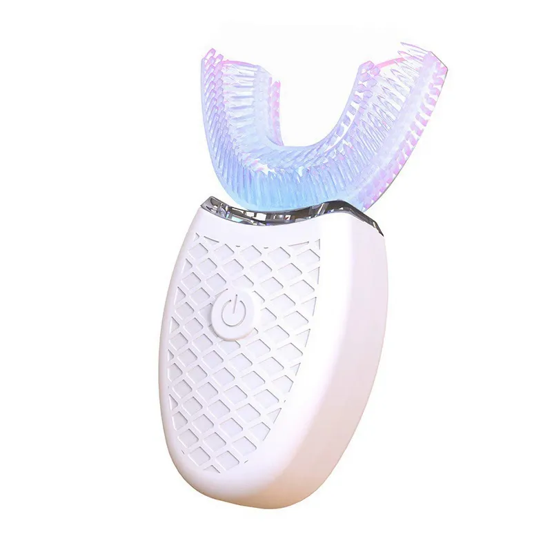 Hands-free brushing is now here! Brush in 10 seconds with 0 hassle. Fully automatic adult U-shaped electric toothbrush ultrasonic teeth whitening device whitening water-imitation silicone braces mouth whitening device
