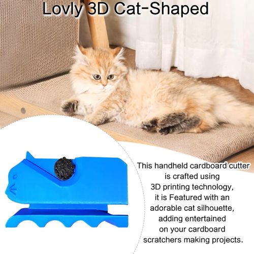 3D Printed Kitten Shaped DIY Cat Scratcher Cutter Cardboard Tool for Cats Cardboard StripScratcher Tool Made of Plastic