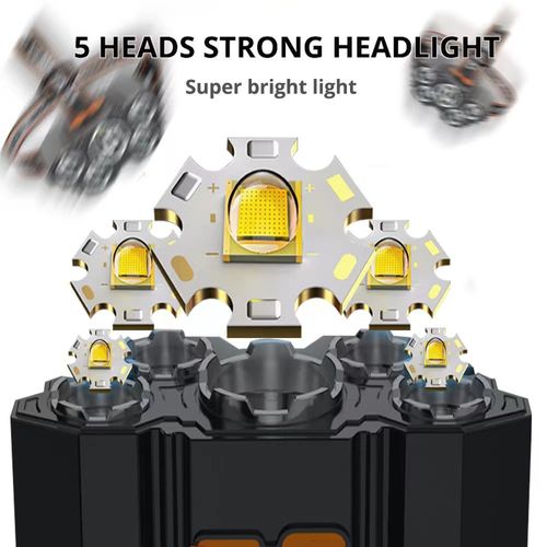 High-intensity LED headlamp with long battery life, rotating zoom, outdoor fishing light, emergency multi-functional fishing light