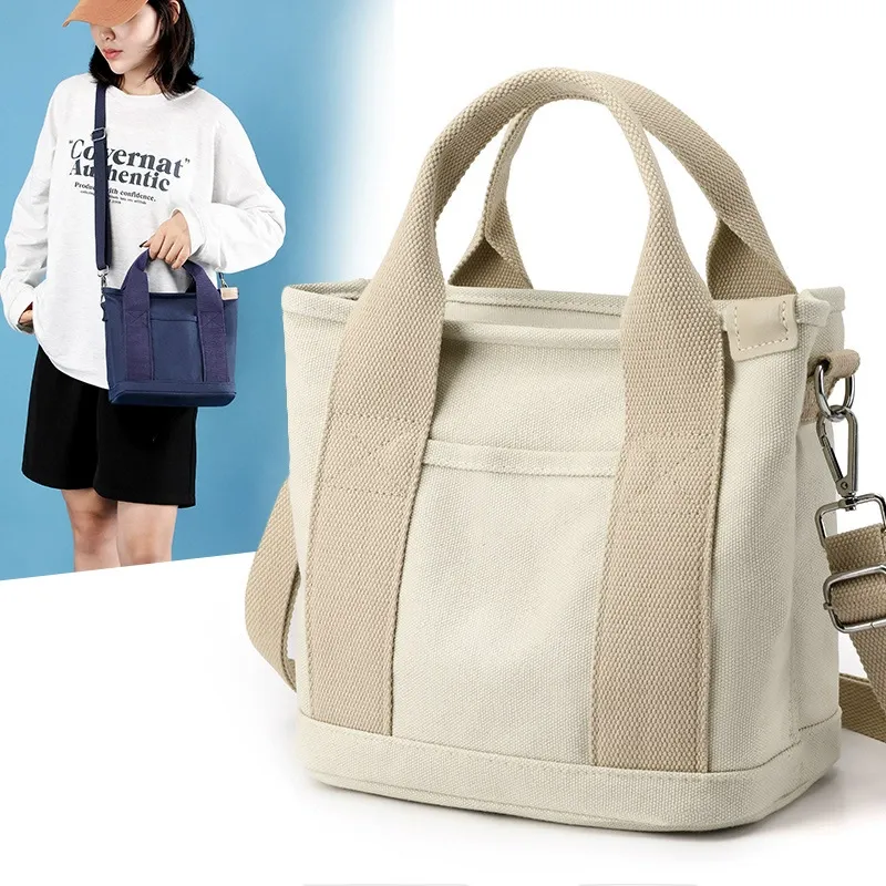 High-value new Japanese-style canvas bag, fashionable, simple, large-capacity tote bag, suitable for daily commuting and multi-purpose lunch bag for women.