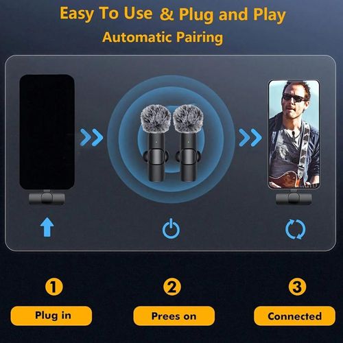 Wireless mini Microphone for iPhone Smartphone, 2 Mini Lapel Microphones with Clearer Audio for Video Recording, Interview, Vlog, Noise Reduction Device Noise Cancellation Stereo Wireless vlogging  tools handheld high quality audio