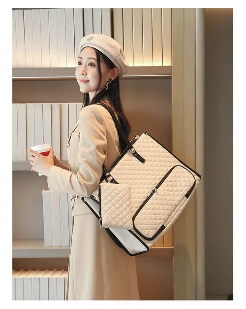 2 in 1 multifunctional large capacity handbag for women Large capacity insulated lunch box bag + computer briefcase Fashionable crossbody commuter bag Portable lunch bag for office workers