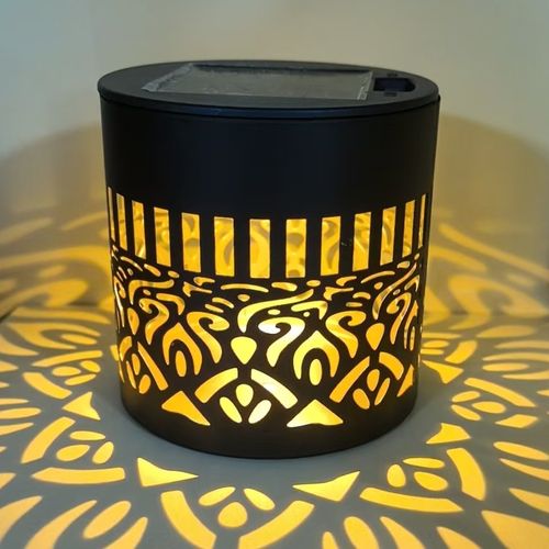 Solar-powered outdoor wall lamp, projector lamp, cylindrical mandala warm light exterior wall lamp