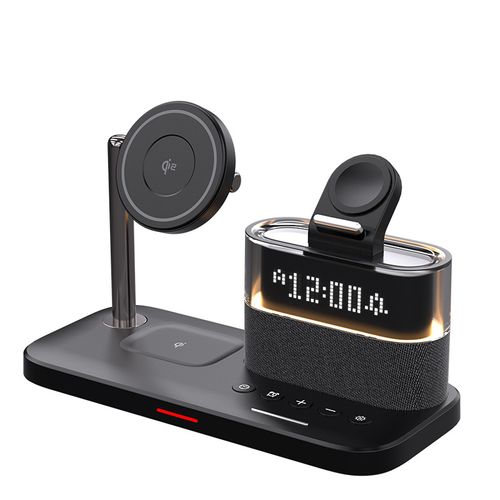 Magnetic 3-in-1 Wireless Charger. Stop the cable chaos! This desktop charging station does it all!
