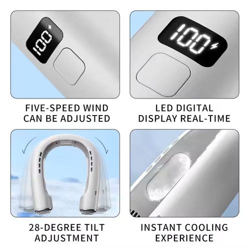 Portable Outdoor Hanging Fan with Large Battery USB Power Three Speed Wind Foldable Bladeless Design for Home Car Hotel Use