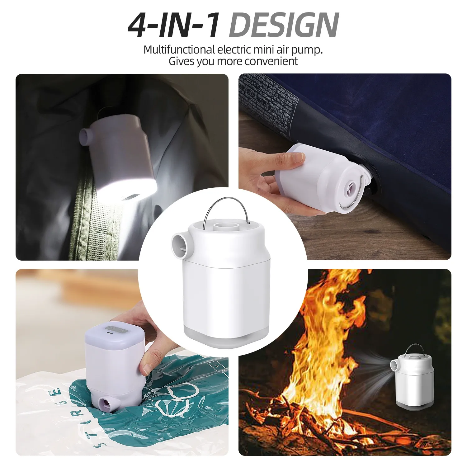 Essential for camping, cycling, or car emergencies. USB outdoor multifunctional portable electric mini with lighting lithium electric pad wireless pump