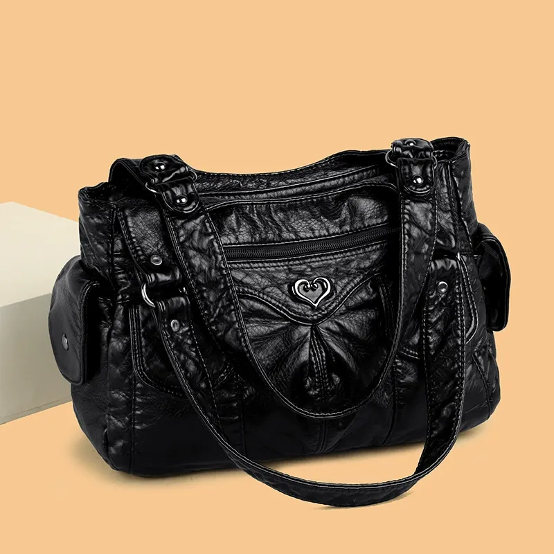 Women's retro shoulder bag European and American stitching large capacity PU women's bag messenger bag new 2025 handbag