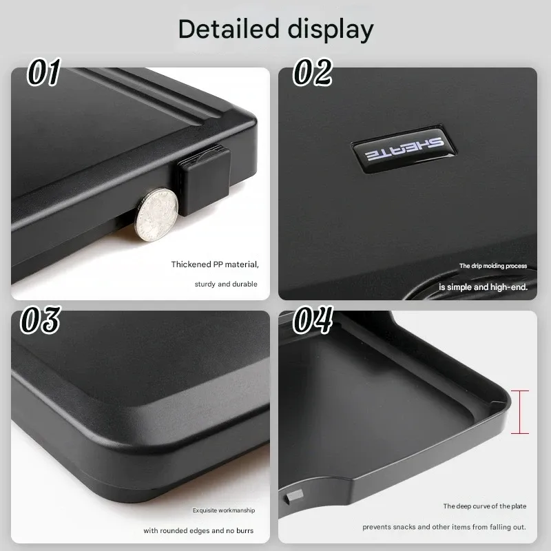 Foldable rear seat table for cars, dining table holder, multi-functional in-car office tray