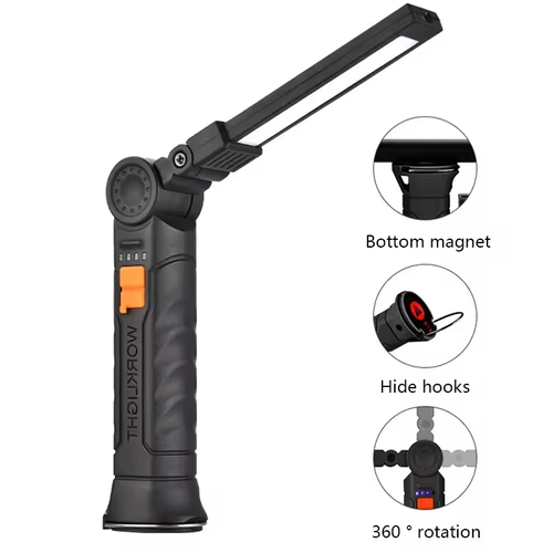 USB Rechargeable COB LED Work Light Large Portable Magnetic Hanging Lamp Cold White Camping Torch Portable Torch for Camping
