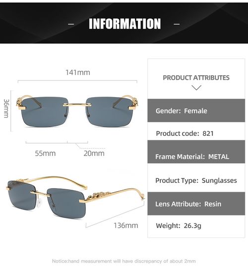 Cheetah-Embellished Rimless Square Sunglasses — Colorful, Retro-Style Metal Shades for Men and Women, Featuring Leopard Head Accents
