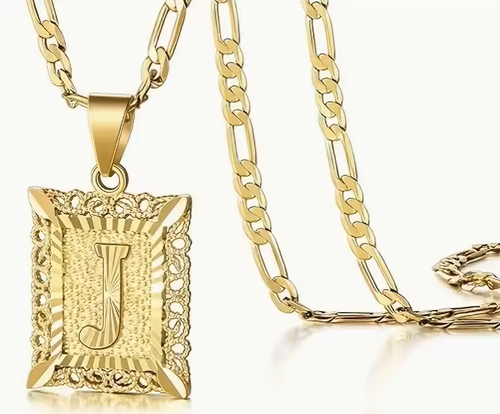 Simple alloy square letter pendant necklace for women, with a unique and sophisticated design.