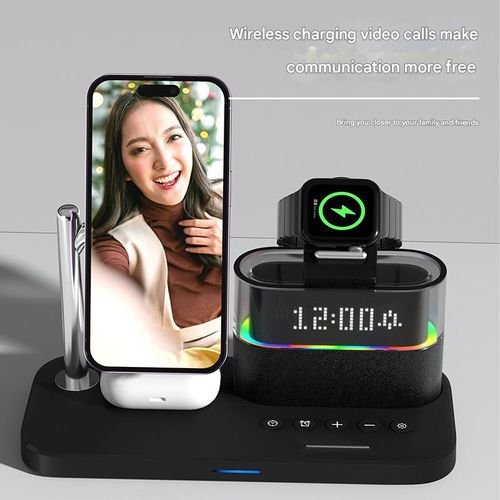 Magnetic 3-in-1 Wireless Charger. Stop the cable chaos! This desktop charging station does it all!