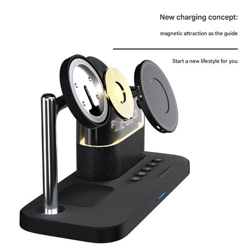 Magnetic 3-in-1 Wireless Charger. Stop the cable chaos! This desktop charging station does it all!