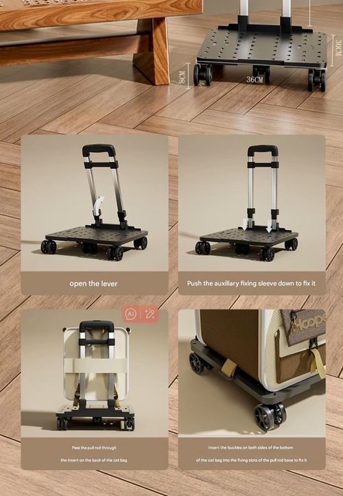 Cat and dog dual-use large capacity backpack trolley case, breathable panoramic window and folding design |, portable cat bag for car, travel, outing, shock-absorbing safety buckle and private cabin