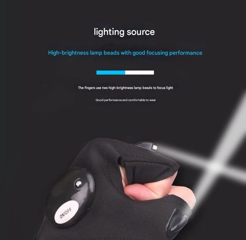 LED flashlight luminous fishing gloves emergency repair night fishing lighting gloves finger light gloves
