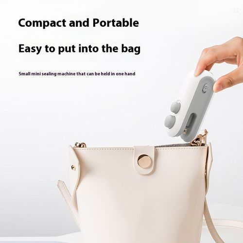 Mini Handheld Sealer for Snacks Bags - Portable Heat Sealing Machine, One-Press Food Saver for Plastic Bags Home & Travel Use, Leak-Proof & Freshness Keeper