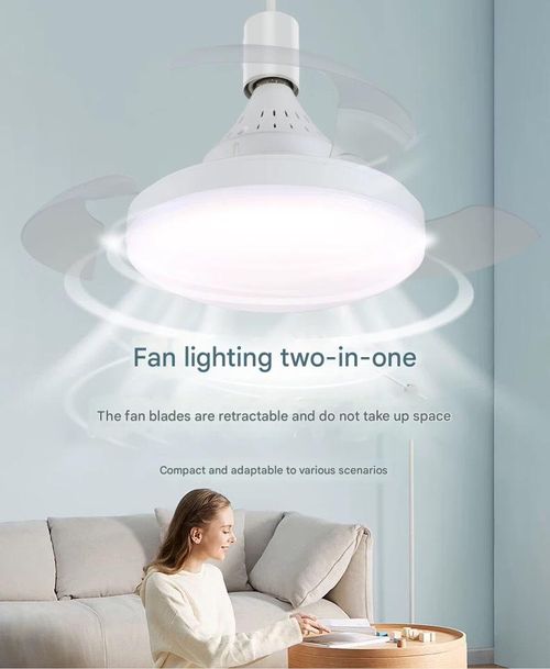 New style hall screw invisible fan light kitchen bedroom led chandelier fan small silent fan light