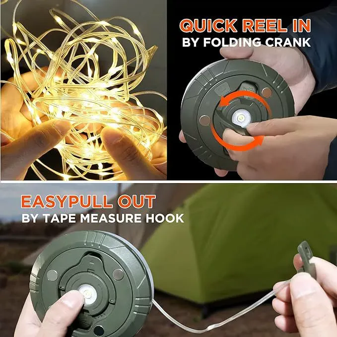 New LED outdoor camping lights colorful string lights tape measure storage outdoor atmosphere tent lights camping lights